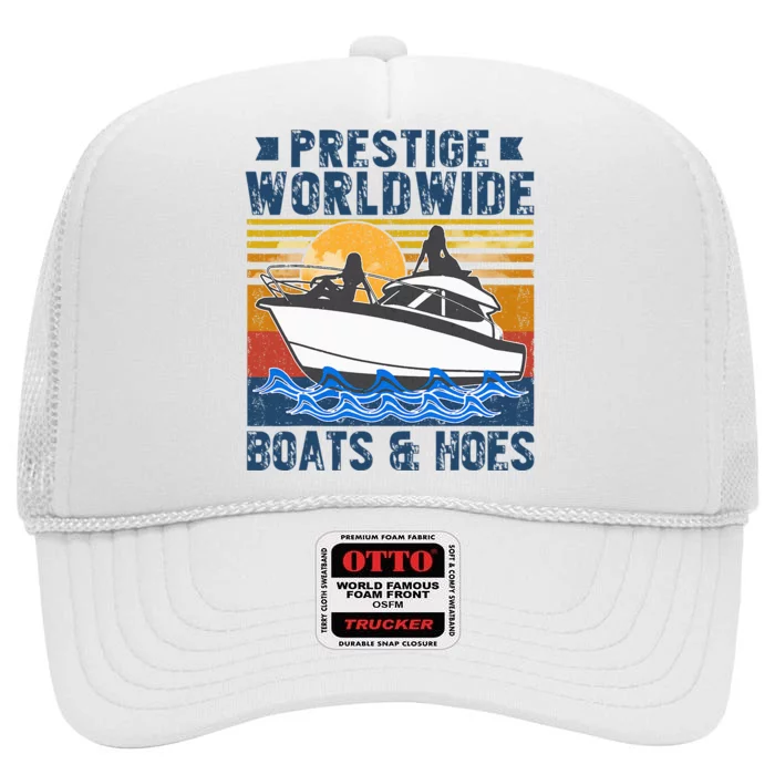 Prestige Worldwide Boats And Hoes Vintage High Crown Mesh Trucker Hat