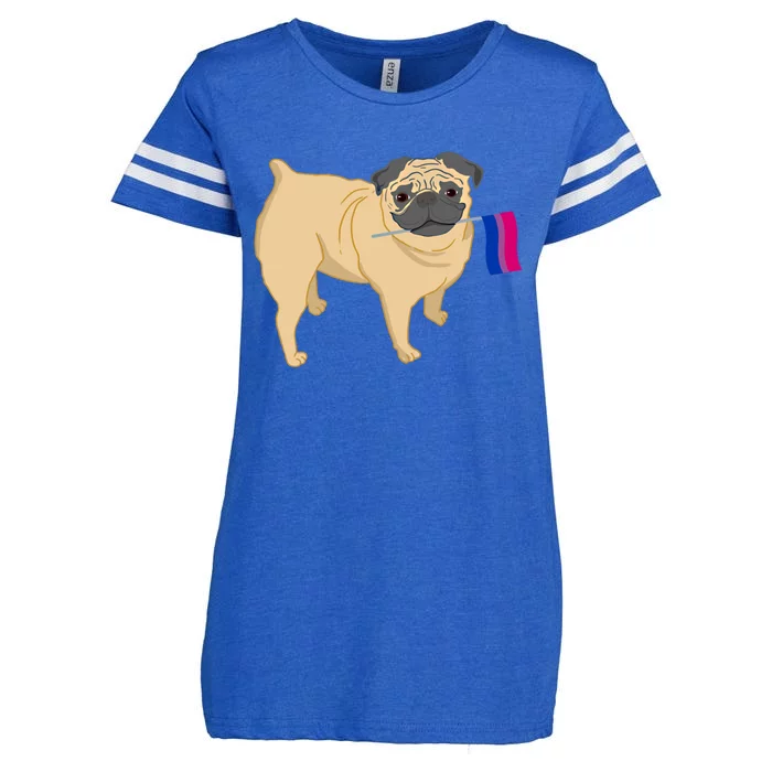 Pug With Bisexual Pride Flag Cute Gift Enza Ladies Jersey Football T-Shirt