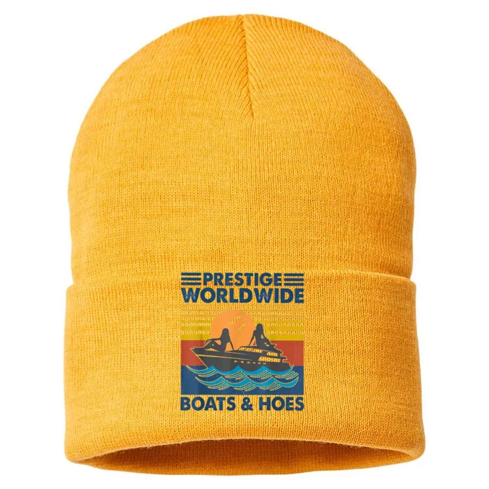 Prestige Worldwide Boats And Hoes Retro Vintage Sustainable Knit Beanie