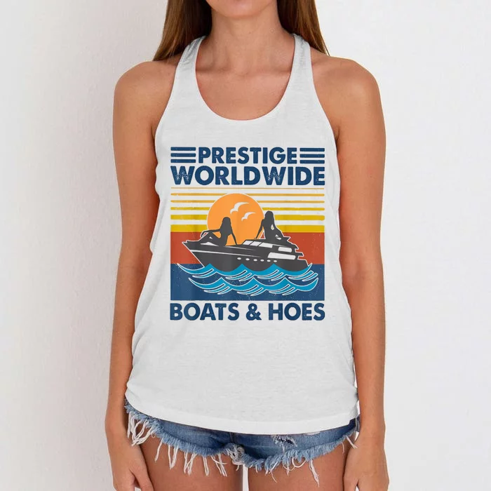 Prestige Worldwide Boats And Hoes Retro Vintage Women's Knotted Racerback Tank