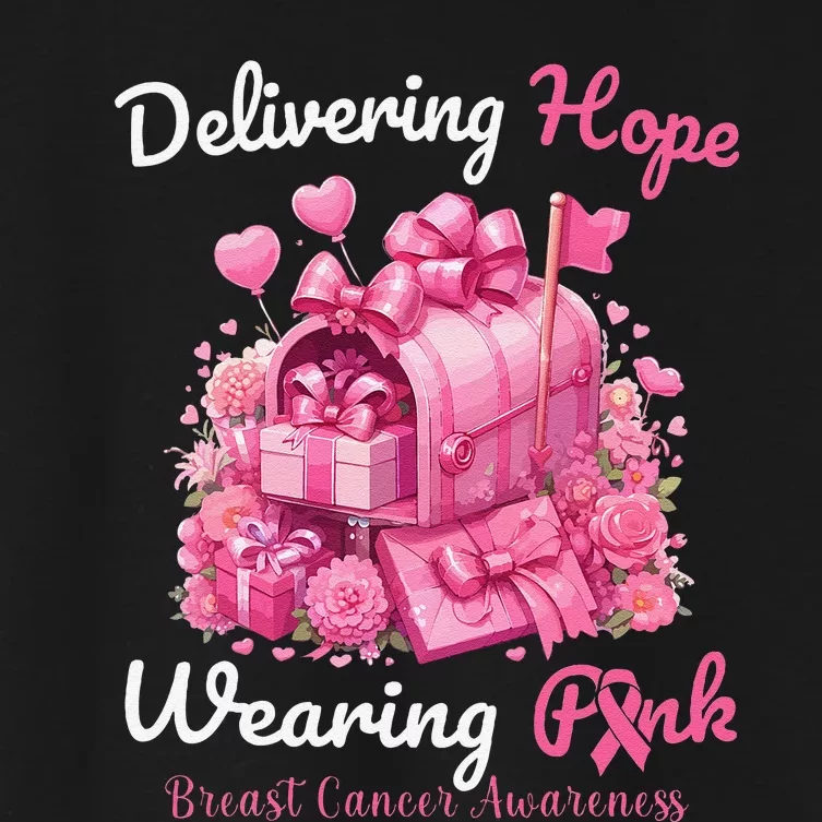 Postal Worker Breast Cancer Awareness October We Wear P.Ink Gift Women's Crop Top Tee