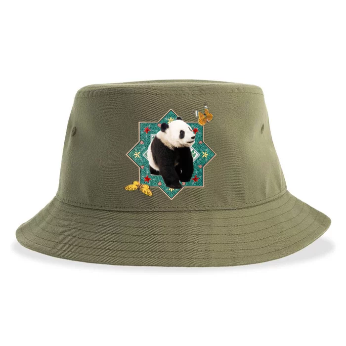 Panda With Butterflies Sustainable Bucket Hat