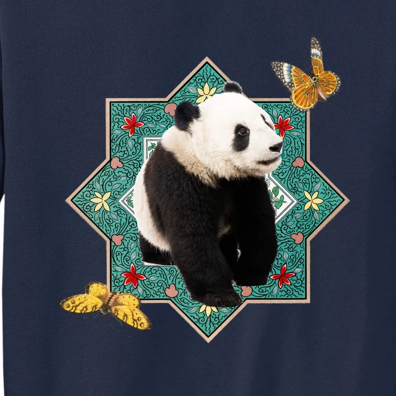 Panda With Butterflies Tall Sweatshirt