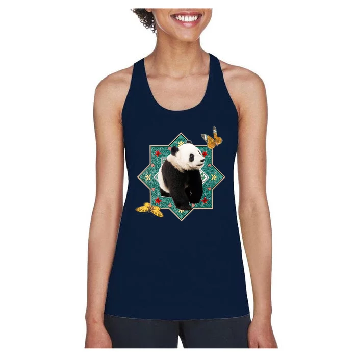 Panda With Butterflies Women's Racerback Tank