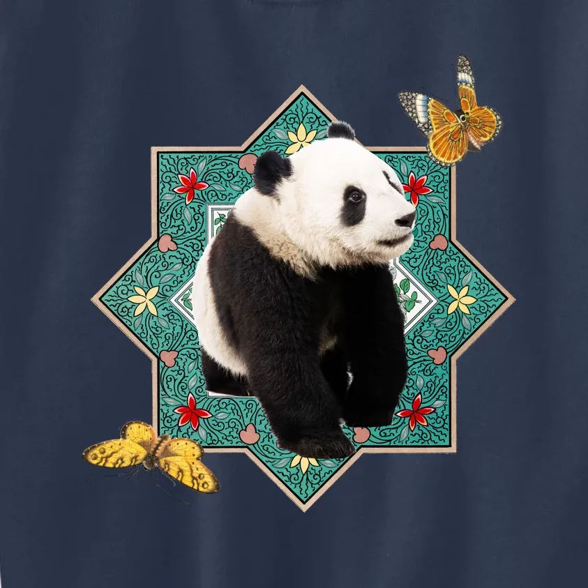 Panda With Butterflies Kids Sweatshirt