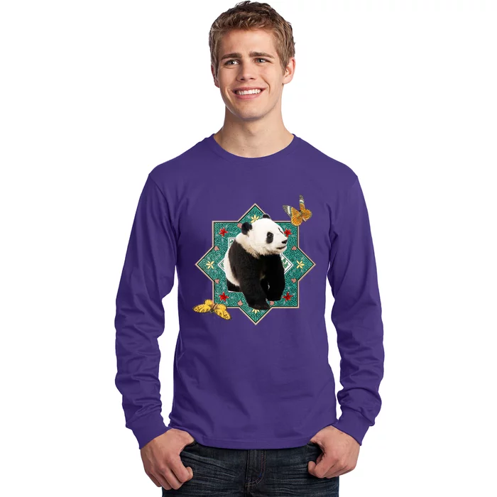 Panda With Butterflies Long Sleeve Shirt