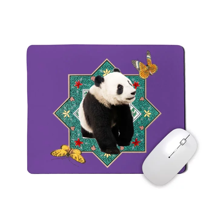 Panda With Butterflies Mousepad