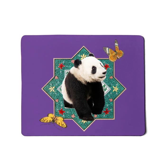 Panda With Butterflies Mousepad