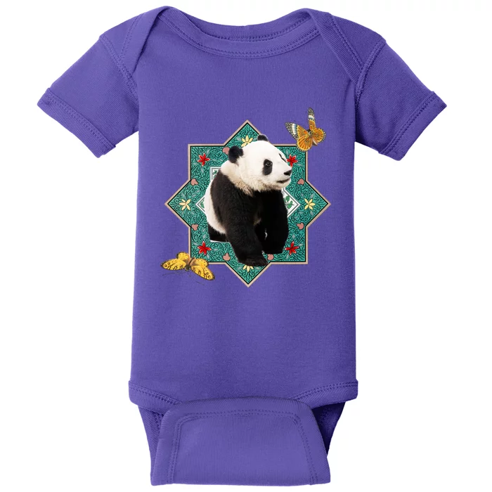 Panda With Butterflies Baby Bodysuit