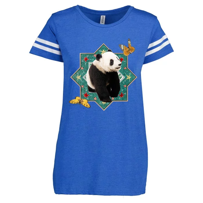 Panda With Butterflies Enza Ladies Jersey Football T-Shirt