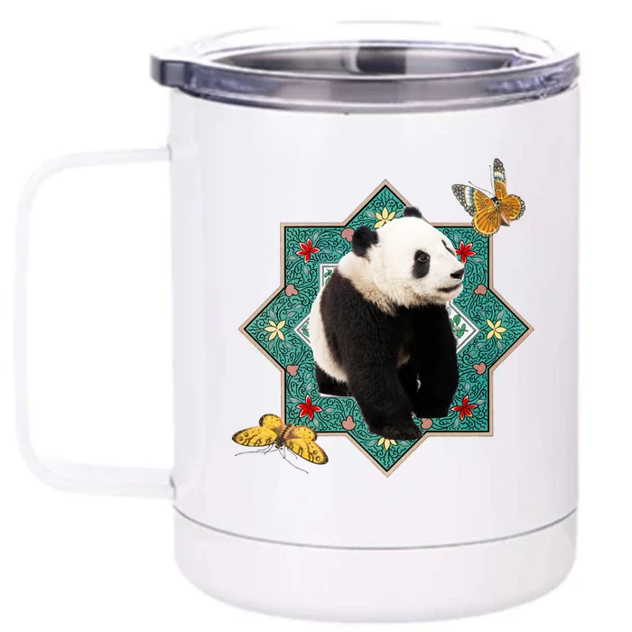 Panda With Butterflies Front & Back 12oz Stainless Steel Tumbler Cup