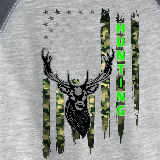 Patriotic Whitetail Buck Deer Hunting American Camouflage Toddler Fine Jersey T-Shirt