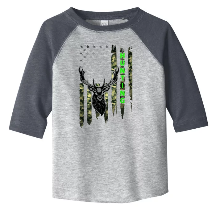 Patriotic Whitetail Buck Deer Hunting American Camouflage Toddler Fine Jersey T-Shirt