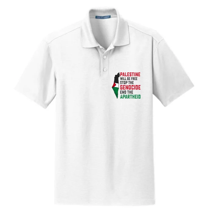 Palestine Will Be Free Stop The Genocide End The Apartheid Dry Zone Grid Performance Polo