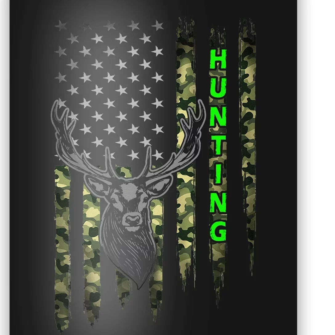 Patriotic Whitetail Buck Deer Hunting American Camouflage Poster