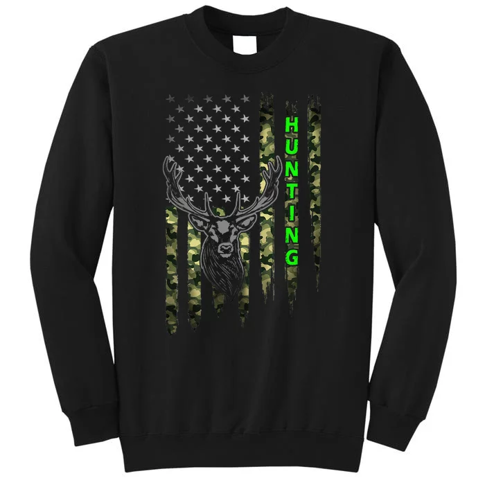 Patriotic Whitetail Buck Deer Hunting American Camouflage Tall Sweatshirt