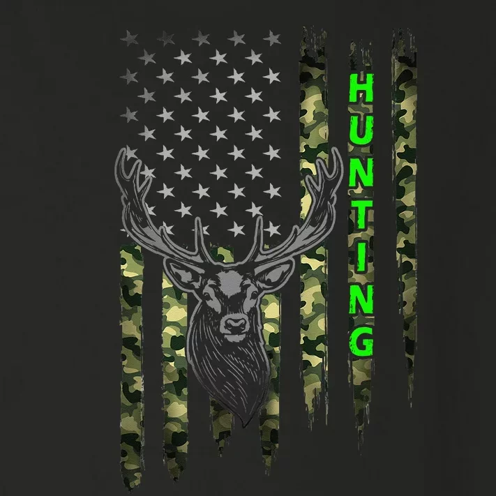 Patriotic Whitetail Buck Deer Hunting American Camouflage Toddler Long Sleeve Shirt