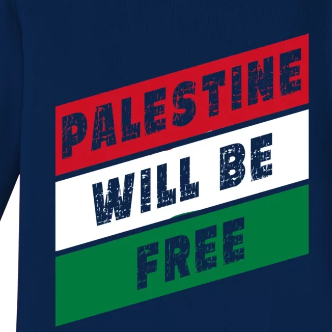 Palestine Will Be Free Fist Of Justice And Freedom Gift Baby Long Sleeve Bodysuit