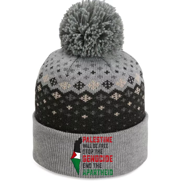 Palestine Will Be Free Stop The Genocide End The Apartheid The Baniff Cuffed Pom Beanie