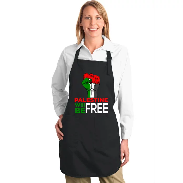 Palestine Will Be Free Palestine Flag Full-Length Apron With Pocket