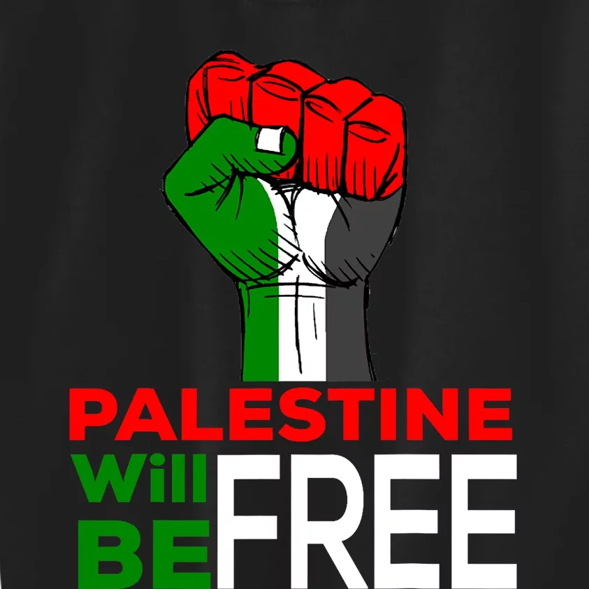 Palestine Will Be Free Palestine Flag Kids Sweatshirt