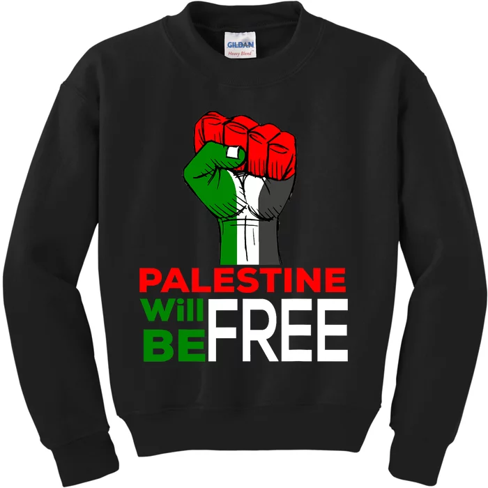 Palestine Will Be Free Palestine Flag Kids Sweatshirt