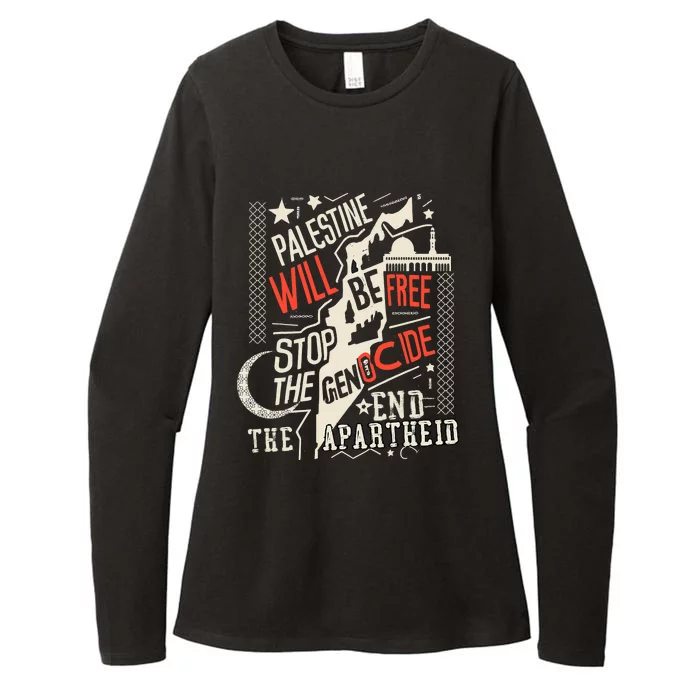 Palestine Will Be Free Stop The Genocide End The Apartheid Womens CVC Long Sleeve Shirt