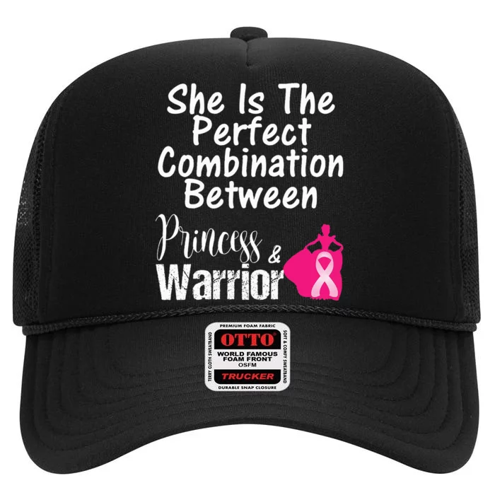 Princess Warrior Breast Cancer Survivor Gift High Crown Mesh Trucker Hat