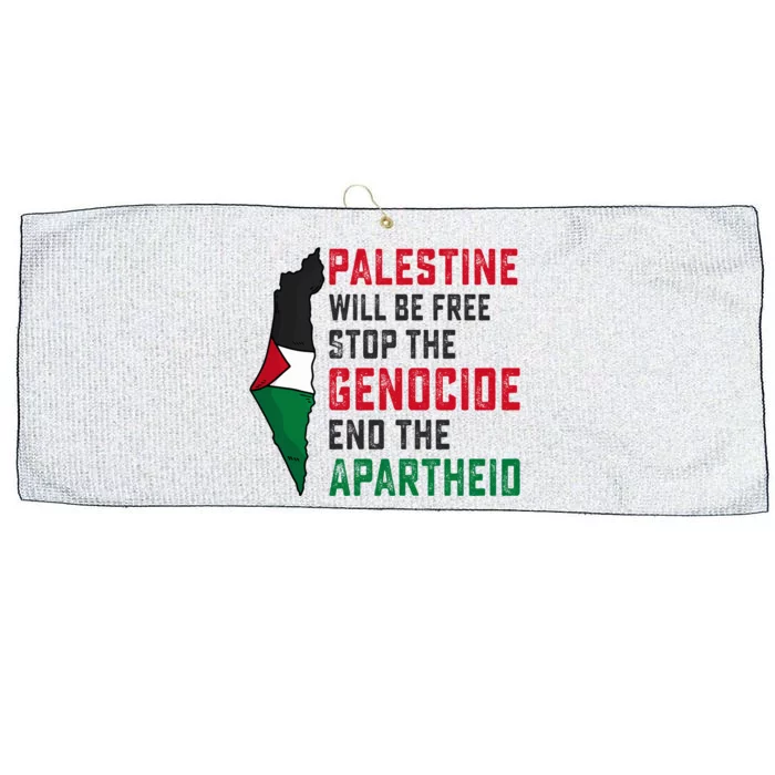 Palestine Will Be Free Stop The Genocide End The Apartheid Large Microfiber Waffle Golf Towel