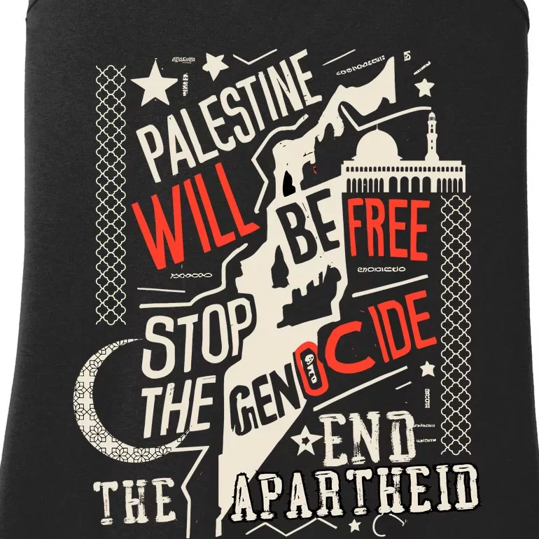 Palestine Will Be Free Stop The Genocide End The Apartheid Ladies Essential Tank