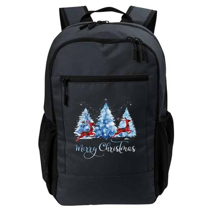 Pretty Wintery Buffalo Plaid Reindeer Merry Christmas Daily Commute Backpack