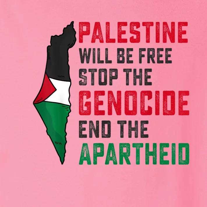 Palestine Will Be Free Stop The Genocide End The Apartheid Toddler Long Sleeve Shirt