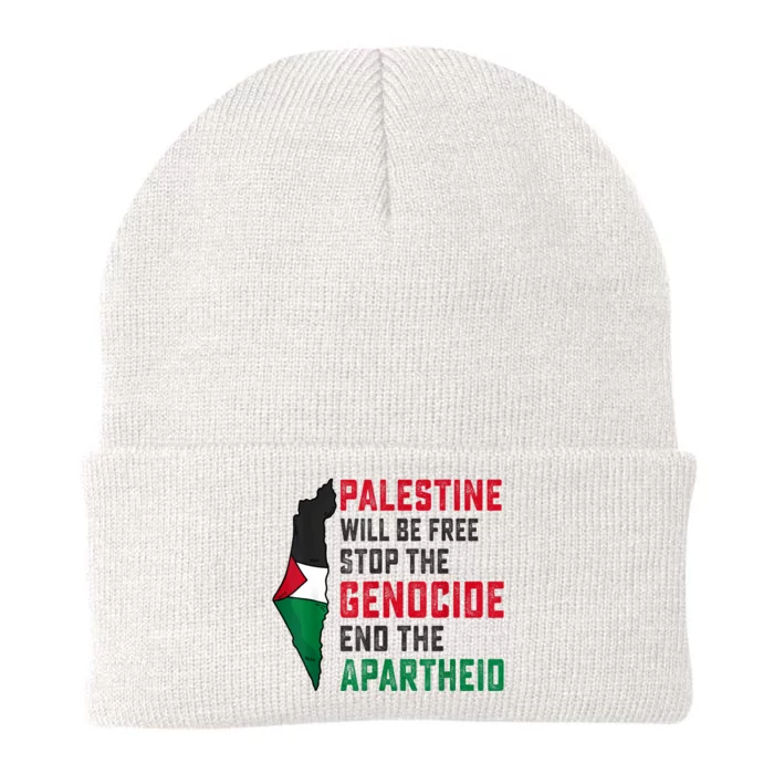 Palestine Will Be Free Stop The Genocide End The Apartheid Knit Cap Winter Beanie