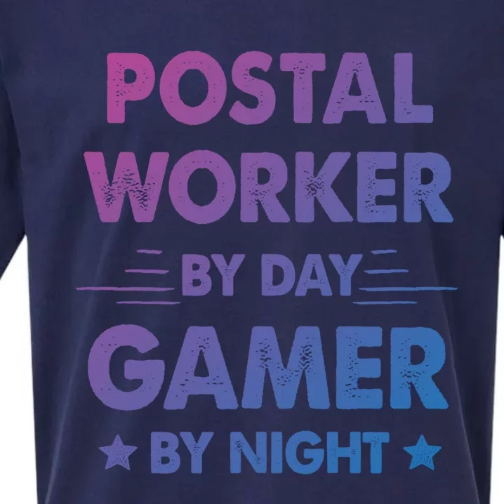 Postal Worker By Day Gamer By Night Great Gift Sueded Cloud Jersey T-Shirt