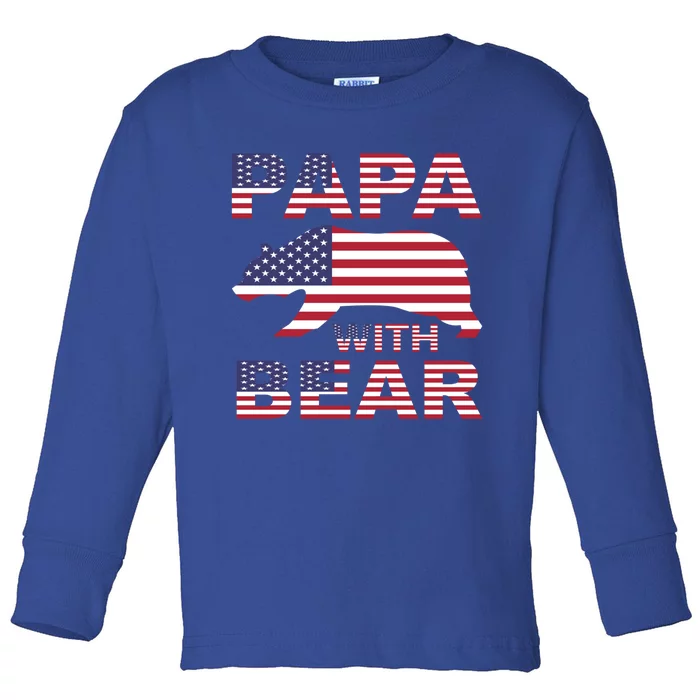 Papa With Bear Gift Toddler Long Sleeve Shirt