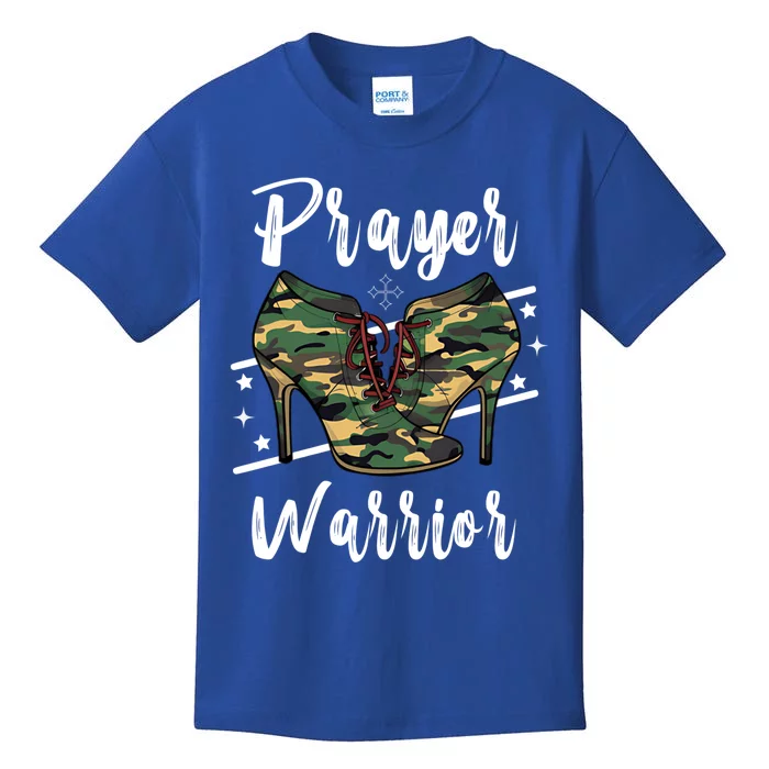 Prayer Warrior Camo Christian Bible Verse Religious Cute Gift Kids T-Shirt