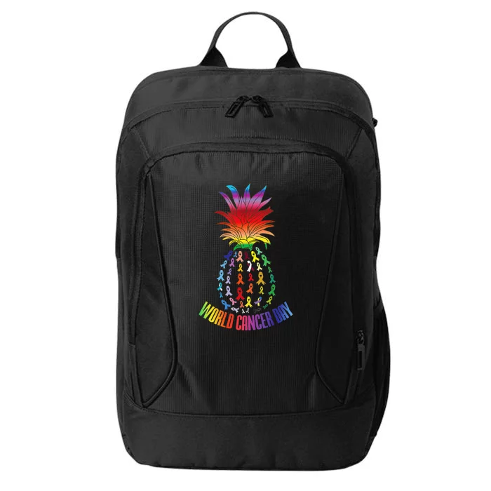 Pineapple World Cancer Day Awareness Saying City Backpack