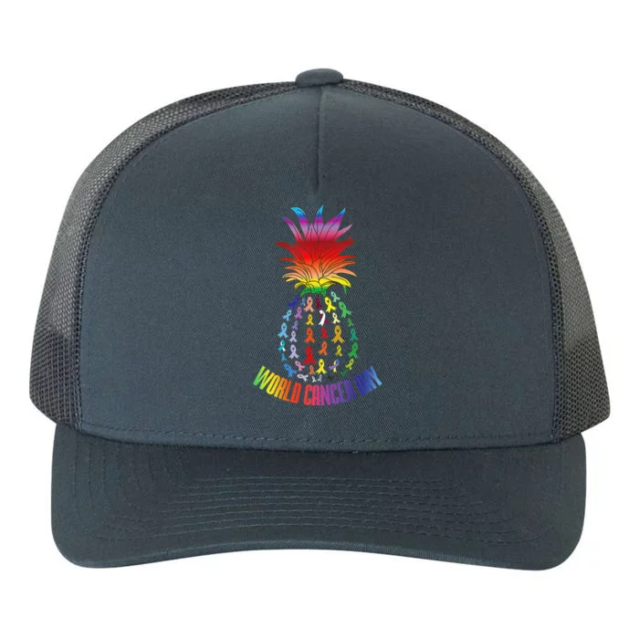 Pineapple World Cancer Day Awareness Saying Yupoong Adult 5-Panel Trucker Hat