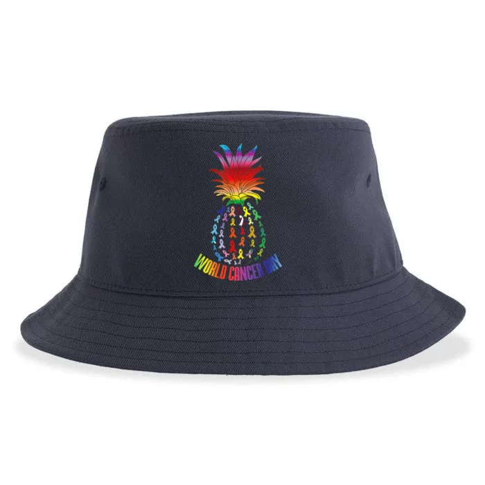 Pineapple World Cancer Day Awareness Saying Sustainable Bucket Hat