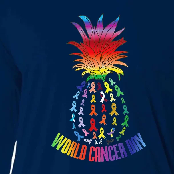 Pineapple World Cancer Day Awareness Saying Cooling Performance Long Sleeve Crew