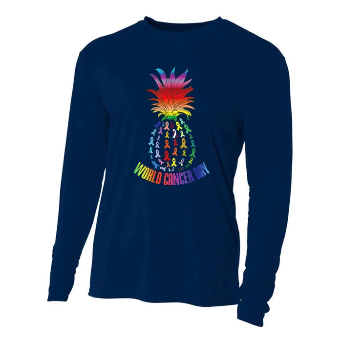 Pineapple World Cancer Day Awareness Saying Cooling Performance Long Sleeve Crew