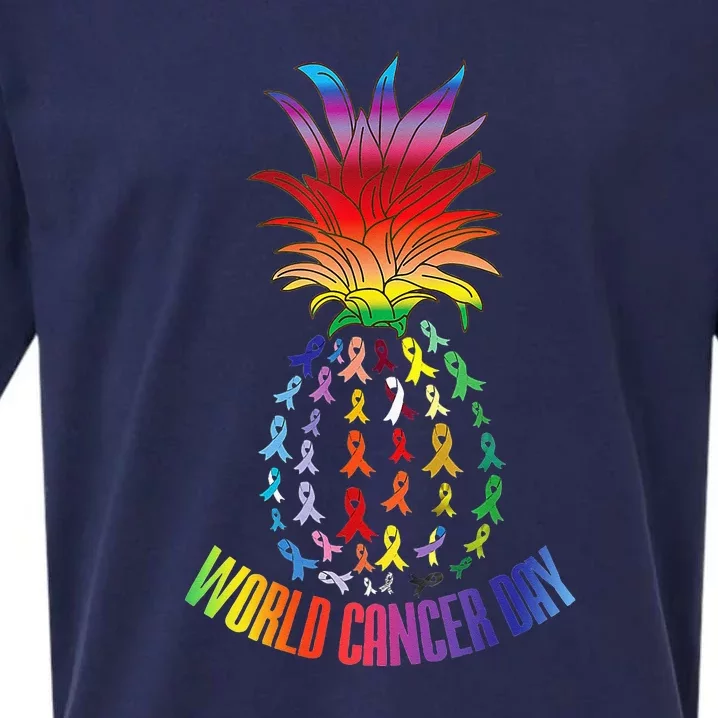 Pineapple World Cancer Day Awareness Saying Sueded Cloud Jersey T-Shirt