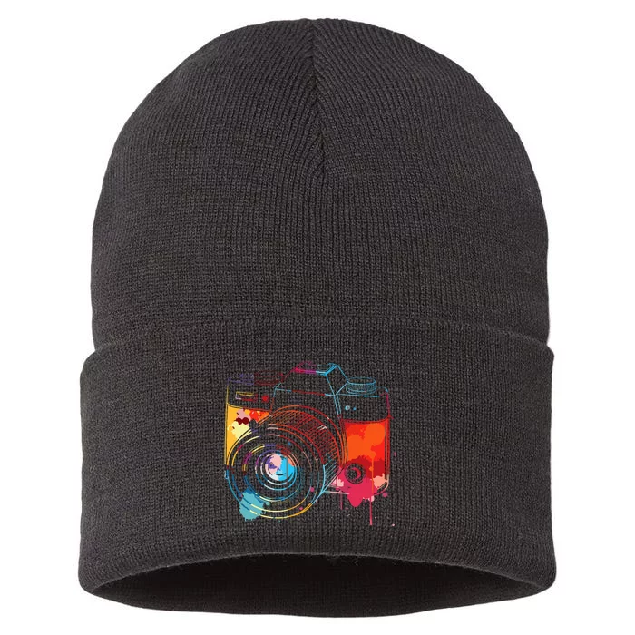 Photography Watercolor Camera Photographer Photo Sustainable Knit Beanie