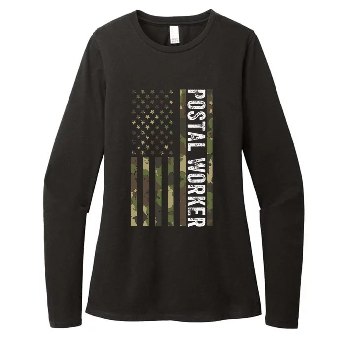 Postal Worker Camouflage American Flag Us Postal Service Womens CVC Long Sleeve Shirt