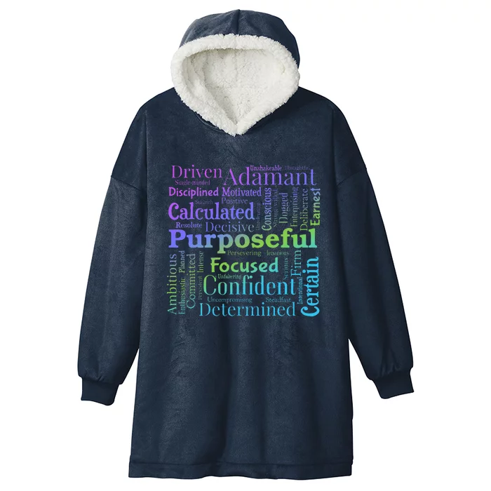 Purposeful Word Cloud Art Achiever Motivation Inspirational Hooded Wearable Blanket