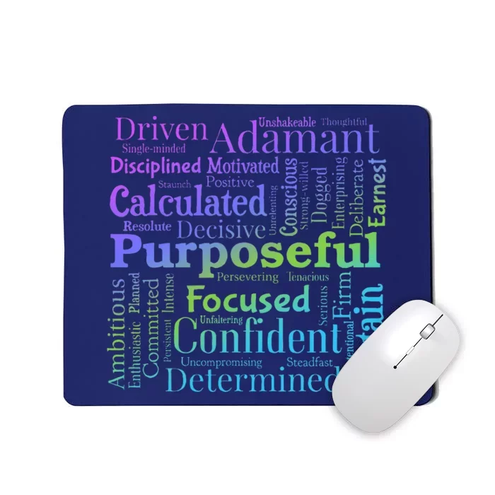 Purposeful Word Cloud Art Achiever Motivation Inspirational Mousepad