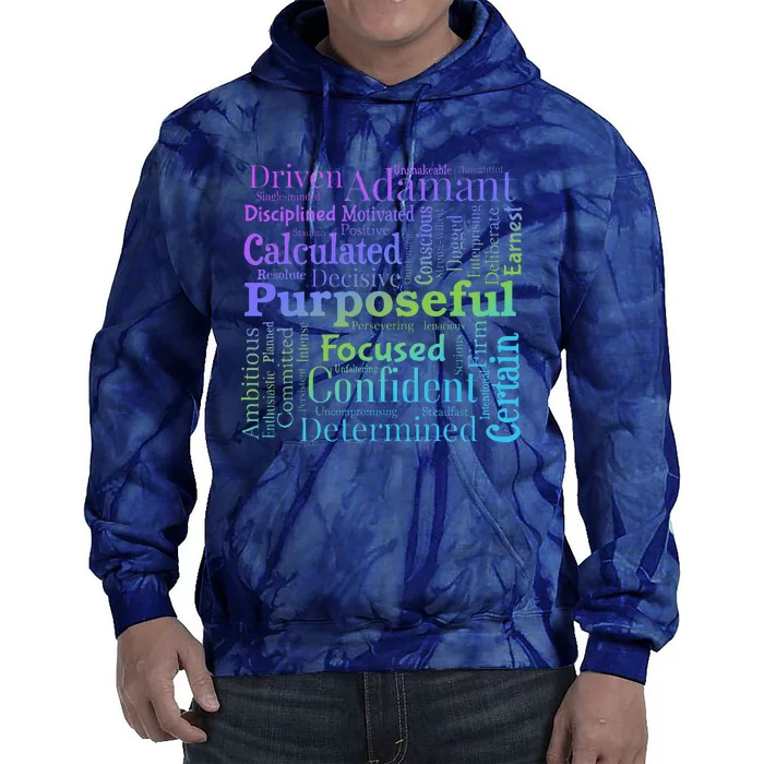 Purposeful Word Cloud Art Achiever Motivation Inspirational Tie Dye Hoodie