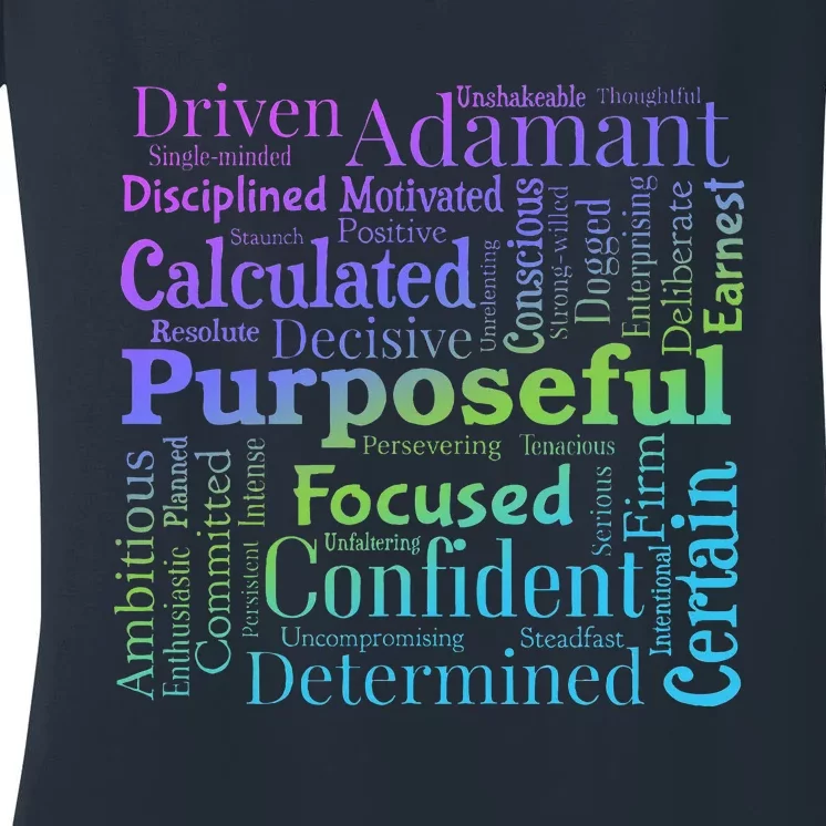 Purposeful Word Cloud Art Achiever Motivation Inspirational Women's V-Neck T-Shirt