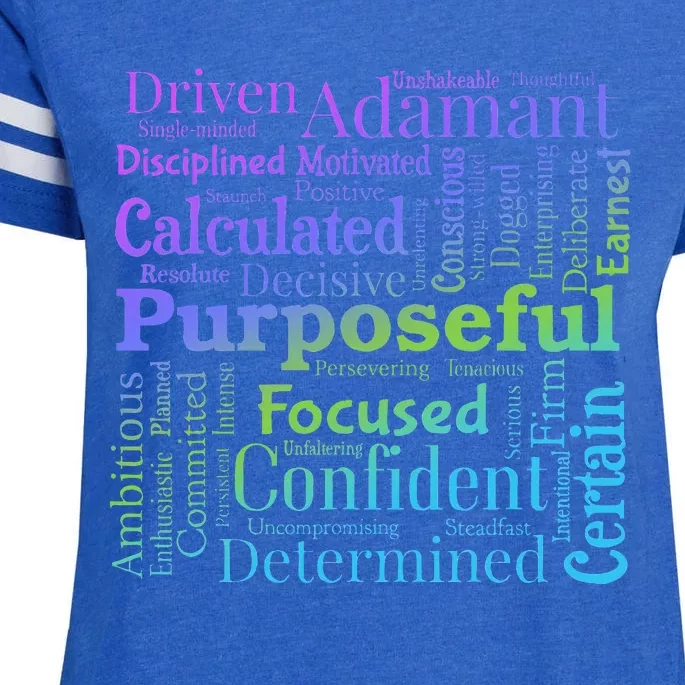 Purposeful Word Cloud Art Achiever Motivation Inspirational Enza Ladies Jersey Football T-Shirt