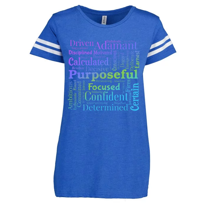 Purposeful Word Cloud Art Achiever Motivation Inspirational Enza Ladies Jersey Football T-Shirt